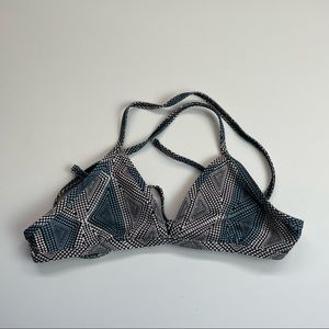 JOLYN Triangle Top Bikini Blue Geometric Dot Tie Back Size S Surfing Swimming